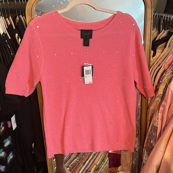 Cashmere wool blend embellished pink sweater - Picture 1 of 2